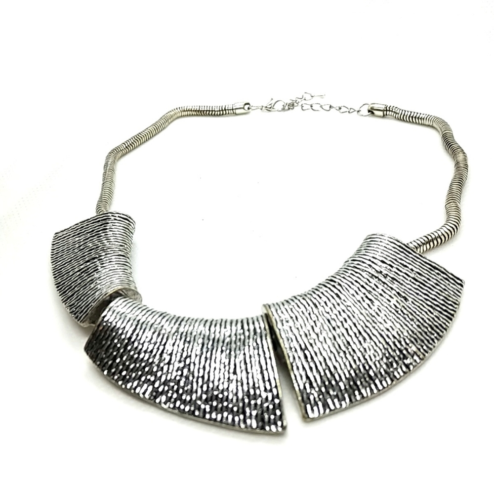 Three Piece Silver Statement Necklace - image 2